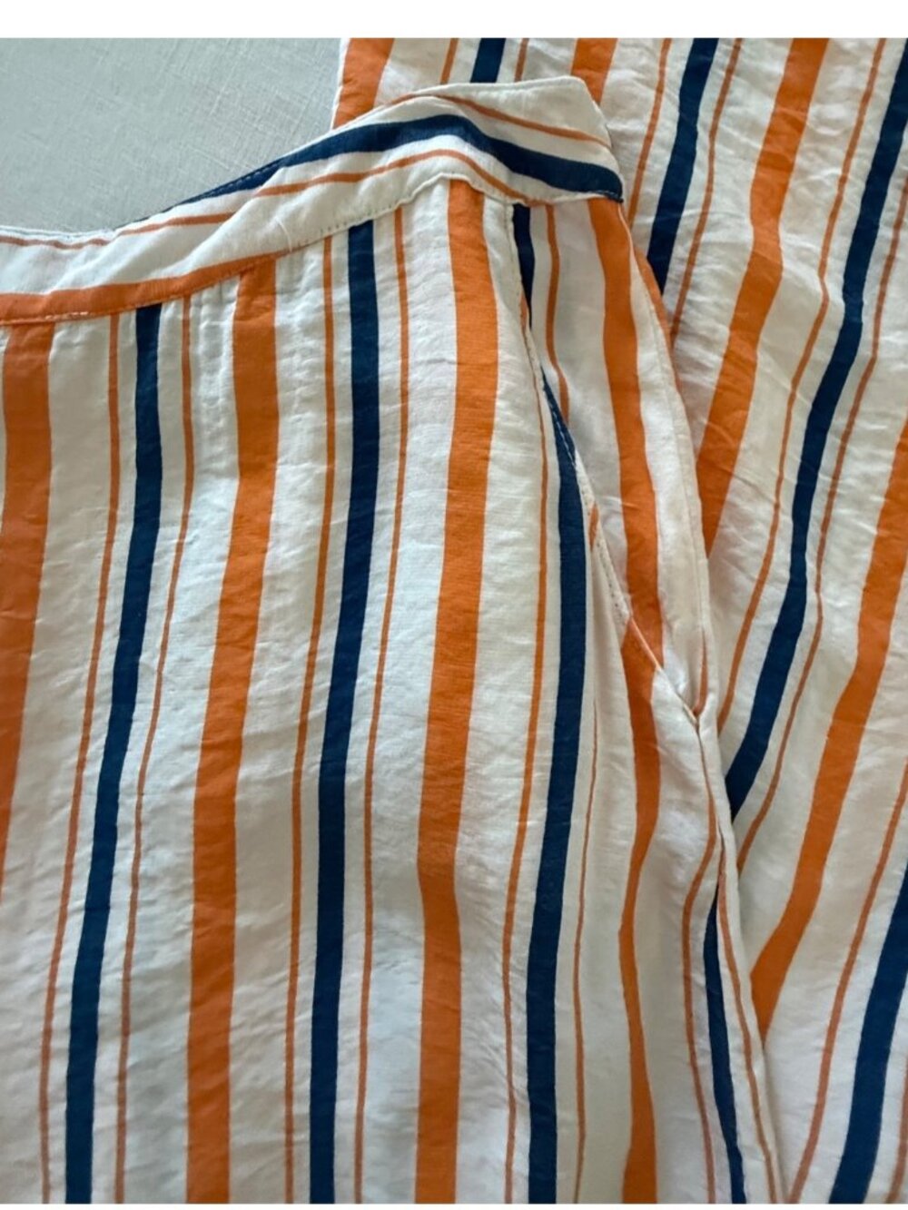 Lulumari L Wide Leg Stripe Pants Orange Blue Side Slit Resort Coastal - Picture 12 of 16